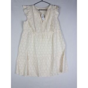 NWT Loft Midi Daress Womens M V Neck Ivory Fairy Tiered Ruffle Cotton Blend